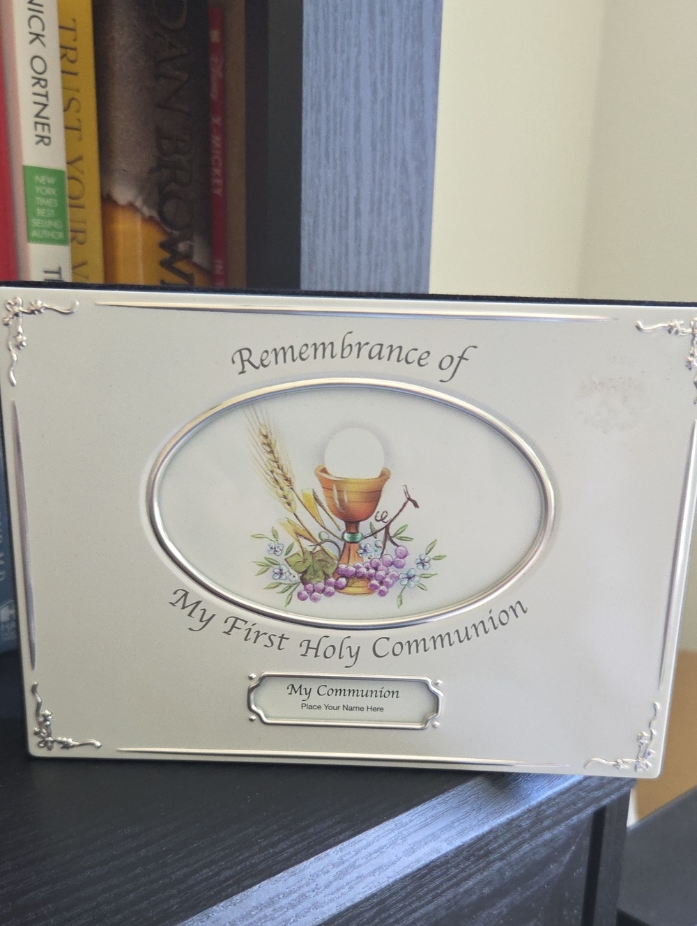 My First Holy Communion Keepsake Frame Picture Album- White/Silver
